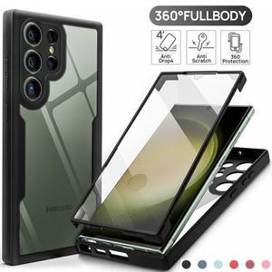 삼성 갤럭시 S25 울트라 S24 FE S23 플러스 보호 커버 충격 케이스 용 전신 클리어 Fundas 방지 Coque Capa