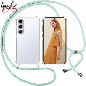 끈 케이스 갤럭시 S25 Edge S24 S23 S21 Fe S22 울트라 플러스 5g 충격 방지 실리콘 소프트 클리어 초박형 커버