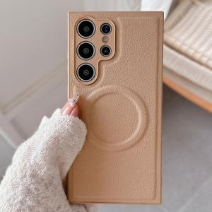 삼성 갤럭시 S25 S24 S23 S22 플러스 울트라 소프트 실리콘 커버에 방지 가죽 고급 범퍼 마그네틱 충격 케이스 대한 Magsafe