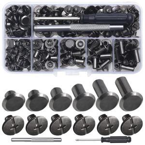 110세트 블랙 시카고 스크류 가죽 나사 리벳 다양한 바인딩 공예 장식 및 수리용