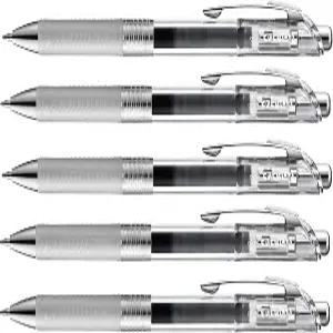 펜텔 에너젤 인프리 젤 잉크 볼펜 0.5mm 바늘 끝 검은색 펜 세트 5개(일본 수입)