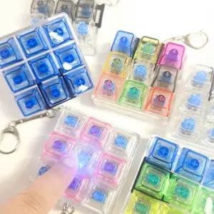 프리미엄 불빛 캡 키보드 딸깍이 키링 9구 1개 키캡 스위치 LED 장난감 키홀더 열쇠고리 생일선물 키체인