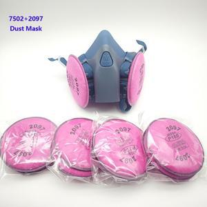 7502 실리콘 호흡기 가스 마스크 2097 필터 고글 세트 먼지 스프레이 페인팅 포름알데히드 용접 연삭 목공