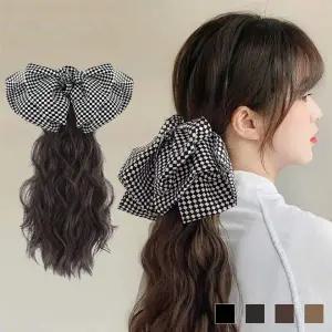 체커무늬 헤어 집게핀 가발 클립 스타일링 악세사리