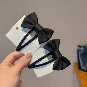 왕 사이드핀 블랙 리본 헤어 클립 앞머리 집게핀 잔머리 고정핀