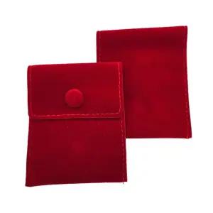 쥬얼리 벨벳 사각 똑딱이 파우치 주머니 7.5x9.5 레드