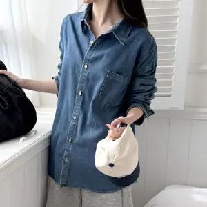 여성 오버핏 데님셔츠 내추럴한 워싱 청남방 체형커버 가슴포켓 레이어드 셔츠 편한 긴팔 패션
