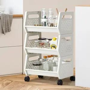 멀티트롤리3단 수납정리함 다용도함 탕비실이동식선반 3단 수납함 미니 바퀴달린장 세탁실 틈새 바퀴장 간
