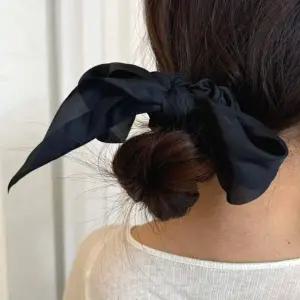 리본 블랙 곱창머리끈 스카프