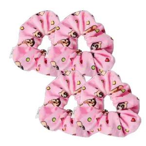 [골드스마일]짱구 부드러운 패턴 곱창 머리끈 핑크 4P 헤어 밴드 고무줄 액세서리