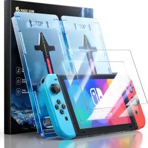 MAGIC JOHN 닌텐도 스위치 OLED 스크린 보호 필름 (2021 7.0인치) 눈 블루라이트 차단 자동 먼지 제거