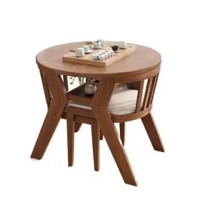 야외 원목 접이식 2인 티테이블 세트 캠핑용 카페테이블 의자 포함 실용적 디자인