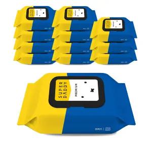 슈퍼대디 미피 프리미엄 휴대 캡형 20매 12팩 저자극 엠보싱 아기 물티슈 77g