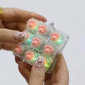 키캡키링 9구 고양이발 LED 키캡 키링 키보드 클리커 딸깍이 열쇠고리 가방고리