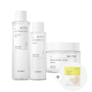 싸이닉 수분라인 히알루론산 3종 세트(스킨150ml+로션150ml+크림80ml)_썬패치 4개입 증정