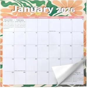 버베젠 인스 스타일 플로럴 디자인 월간 및 연간 플래너 - 냉장고용 마그네틱 화이트보드 캘린더 가정