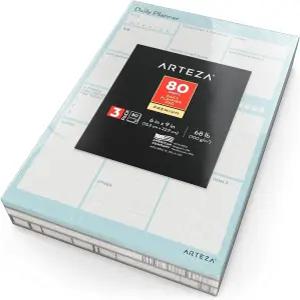 아르테자 데일리 플래너(6x9인치 80매 100매 GSM) 3팩 우선순위 식사 과제 캘린더 약속 운동 이벤트 알림