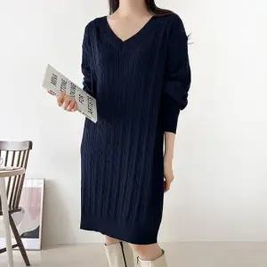 H스타일 OP)니트뮤미들원피스 봄 간절기 원피스 OPS 데일리 데이트룩 홈웨어 파자마 루즈핏