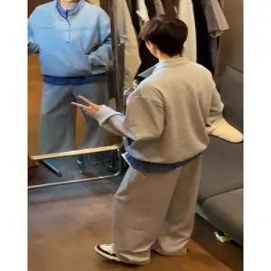 남사친 그레이 캐주얼 가을 맨투맨 멜란지 세트 주니어 DUCHI3