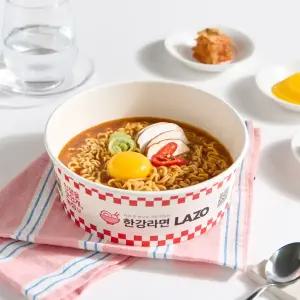 라조 한강라면용기 원형용기 국내생산 농심에디션 화이트 라면조리기 일회용 인덕션 종이 냄비 100개 일회용 그릇 도시락
