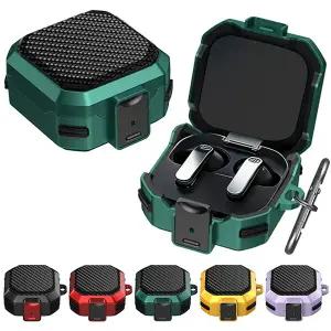 갤럭시 버즈4 버즈4프로 호환 카본 패턴 락 버튼 하드 범퍼 카라비너 키링 케이스