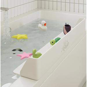 리틀 스플래시 오리지널 플레이패드 욕조 가드 플레이 선반 - 장난감 트레이 캐디 홀더 보관함 목욕 욕조에 흡착 컵 부착 용 욕실에서 지저분한 물 유출 금지 (흰색)