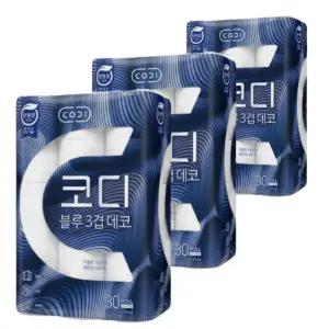 [도톰한] 코디 블루 3겹 데코 롤 화장지 27m 30롤 3개