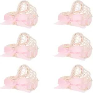 플라워 걸 바구니 위커 6개 라탄 크래들 미니 직조 캔디 인형 파티용 센터피스는 직조된 소박한 장식을