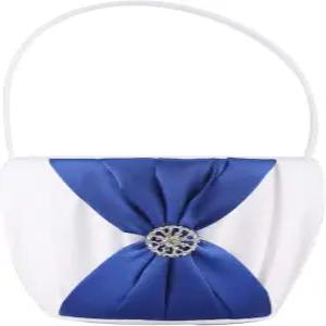 결혼식 꽃 소녀 바구니를 장식할 새틴과 인조 크리스탈 주얼리 (파란색)