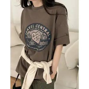 [공구우먼] 빈티지무드 피그먼트 루즈핏 반팔 티셔츠 86785 빅사이즈 여성의류