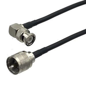라디오 안테나호환  RF 동축 점퍼 피그테일 케이블 RG58 UHF PL259 수 플러그-BNC 직각 커넥터 6 인치 ~ 20