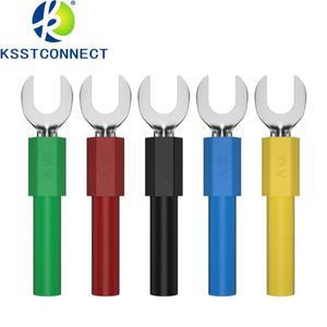 J.20016 6MM 절연 포크 스페이드 U 형 와이어 커넥터 전기 압착 단자 Y 플러그 구리 바나나 소켓 4mm