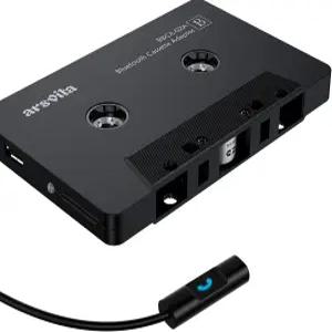 아르스비타 블루투스 5.0 카세트-Aux 어댑터 테이프 오디오 핸즈프리 통화 차콜 블랙