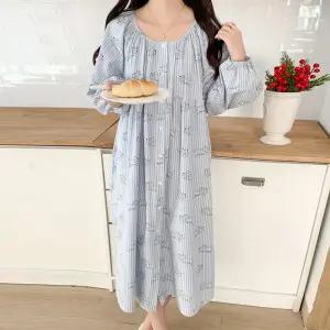 [유야]여성 면 댕댕 긴팔 원피스잠옷 파자마 홈웨어 -FHO0046- 봄 가을