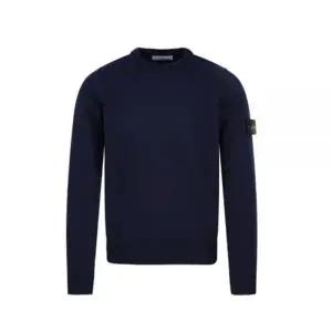 [스톤아일랜드] 레귤러핏 램스울 크루넥 남성 니트 블루 58402321