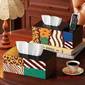 고급 가죽 리모컨 수납함 (거실 커피 테이블 침실 티슈 박스 겸용 직사각형 플라스틱 내부 라이너 포함)