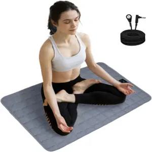 24인치 x 35피트용 접지 매트 패드 미끄럼 방지 담요 부드러운 면 및 은 섬유 수면 강화를 위한 시트