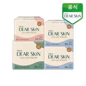 [깨끗한나라] 생리대 디어스킨 에어엠보 중형16P 2개+대형14P 1개+소형18P 1개