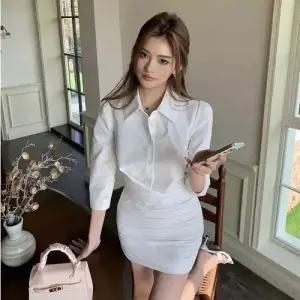 원피스 스커트 오피스룩 칠부 봄옷 순백 셔츠 여자미니스커트 힙업 슬림핏 ible1