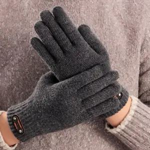 [옷자락]남성 베이직 니트 라벨 스마트터치 겨울 장갑_3