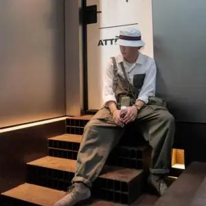 작업점프수트 멜빵 바지 남자 페인팅 작업복 일본풍 카고 밴딩 작업 공예