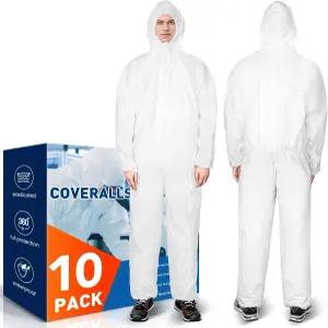 CAREGY 10 팩 해즈매트 슈트 보호 커버와 후드 헤비 듀티 전신 페인팅 남녀용