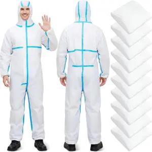 페어리샌디 10팩 해즈매트 슈트 일회용 보호 커버올 전신 페인트 탄력 있는 손목 발목 포함