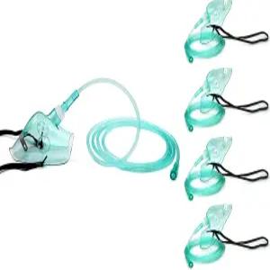 성인용 얼굴용 산소 마스크 4팩 6.6인치 튜브 및 조절 가능한 신축성 스트랩 - XL 사이즈