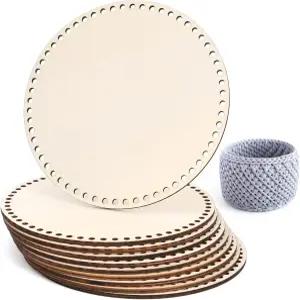 Foraineam 9인치 우드 바구니 바닥 10개 세트 미완성 원목 원형 뜨개질 베이스 (크로셰 또는 위빙 공예 및