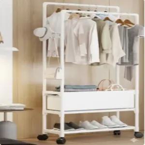 무타공 이동식 더블 행거 2단 조립식 미니 수납장