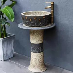 세라믹 세면대 긴다리 디자인 세면기 개수대 이동식