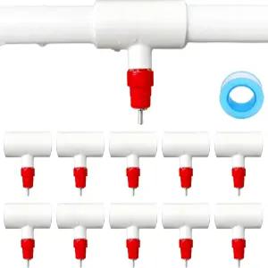 (10팩) 치킨 워터러 니플 + 1/2 PVC 배관용 티 피팅 수평 가금류 거위 토끼 오리를 위한 DIY 워터링 시스템
