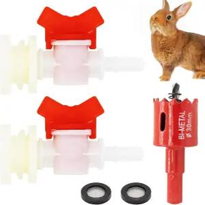 바브 볼 밸브가 장착된 ID 3/8 호스 벌크헤드 피팅 메쉬 와셔 홀 톱 가금류 급수 장비 동물용 정수기용