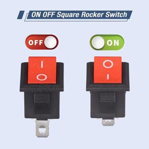 20개 미니 소형 로커 스위치 온/오프 2핀 보트 10A 125V 6A AC KCD1 레드 스냅인 SPST 토글 자동차용